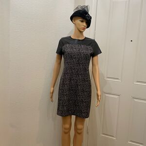 Michael Kors  6 Petite Black White Mini Faux Leather Look Yolk And Sleeves